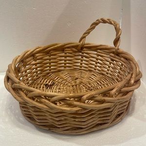 Vintage woven basket handle decorative home decor organize storage Easter tan